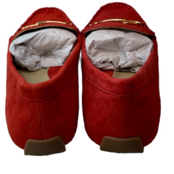 LANDSEND Women’s Red Suede, Gold Horse Bit Driving Mocs Never Worn, In Storage - Picture 5 of 13